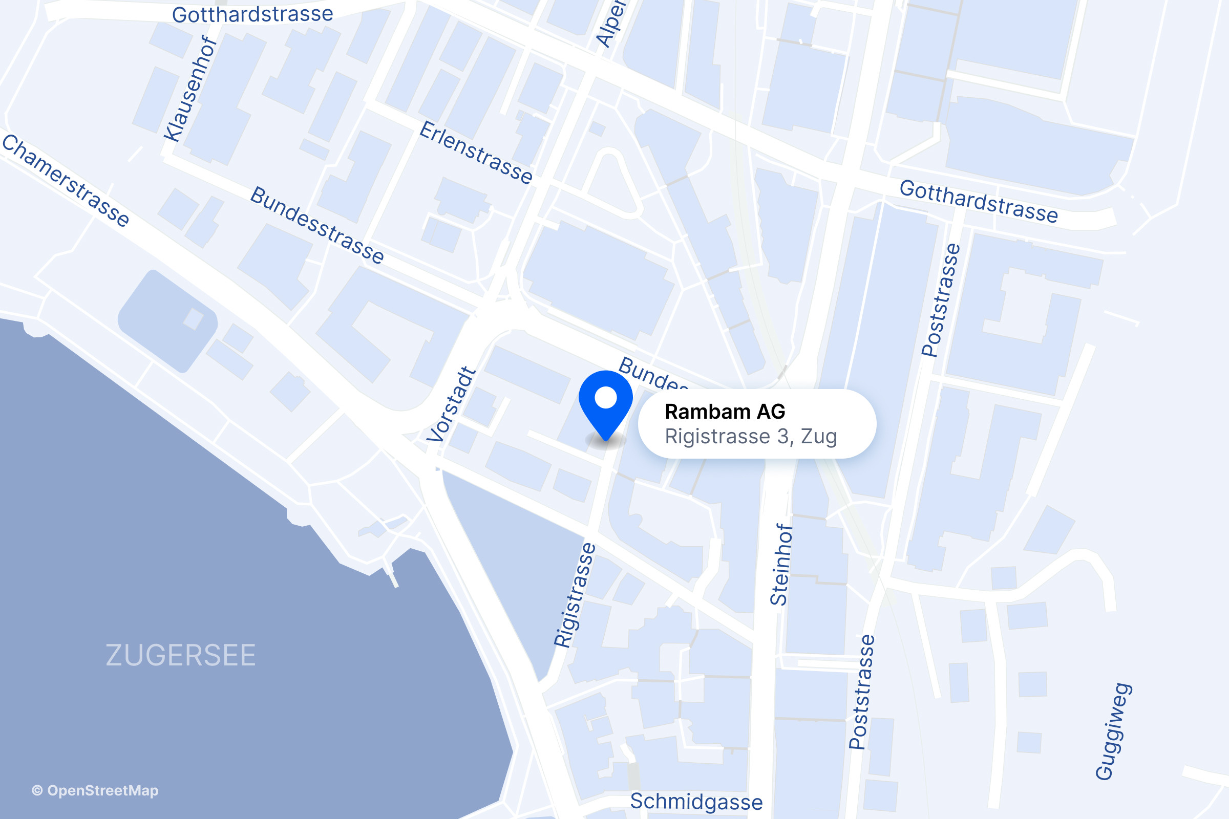 Map: Rambam AG, Rigistrasse 3, Zug